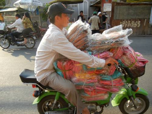 A loaded motorcycle